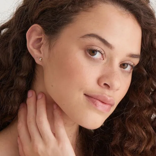 Sterling Silver Gold Plated Moon Stud Earrings By Ania Haie Image 2 Orin Jewelers Northville, MI
