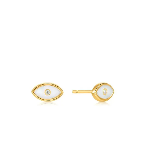 Sterling Silver Gold Plated Evil Eye Stud Earrings By Ania Haie Orin Jewelers Northville, MI