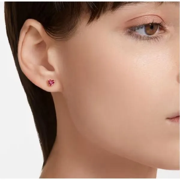Swarovski Stilla Stud Earrings - Heart, Red Image 2 Orin Jewelers Northville, MI