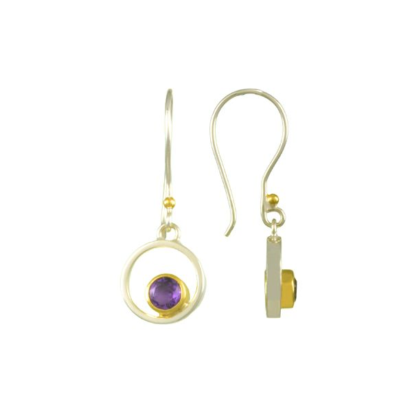 Sterling Silver and 22K Gold Vermeil Earrings with Amethysts by Michou Orin Jewelers Northville, MI