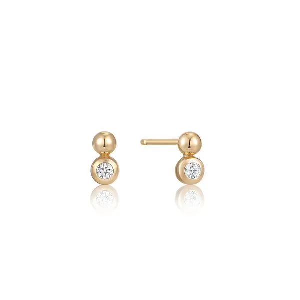 Sterling Silver Gold Plated Gold Orb Sparkle Stud Earrings Orin Jewelers Northville, MI