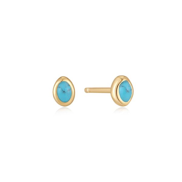Sterling Silver Gold Plated Turquoise Wave Stud Earrings Orin Jewelers Northville, MI