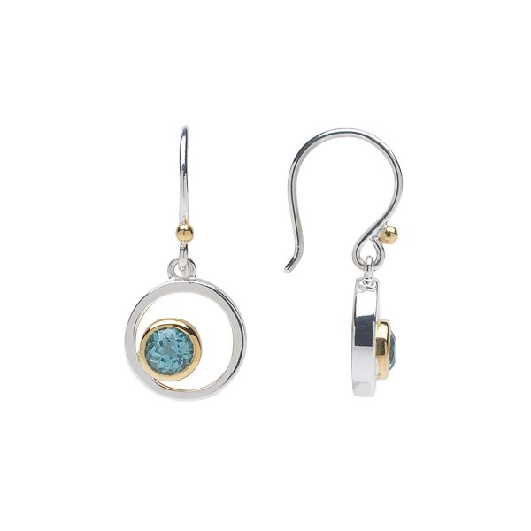 Sterling Silver and 22K Gold Vermeil Earrings with Swiss Blue Topaz by Michou Orin Jewelers Northville, MI