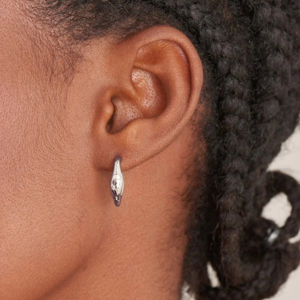 Sterling Silver Wave Huggie Hoop Earrings By Ania Haie Image 2 Orin Jewelers Northville, MI