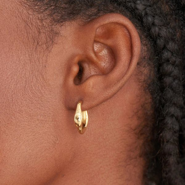 Sterling Silver Gold Plated Wave Huggie Hoop Earrings By Ania Haie Image 2 Orin Jewelers Northville, MI