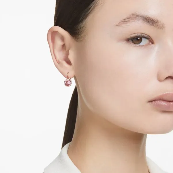 Swarovski Bella V Drop Earrings - Round Cut, Pink Image 2 Orin Jewelers Northville, MI