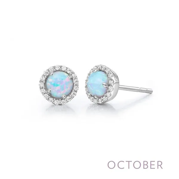 Sterling Silver Simulated Opal & CZ Earrings Orin Jewelers Northville, MI