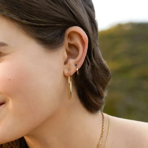 Sterling Silver Gold Plated Geometric Hoop Earrings Image 2 Orin Jewelers Northville, MI