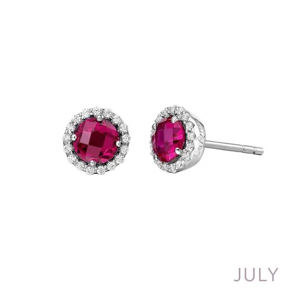 Sterling Silver Lab Grown Ruby & CZ Earrings Orin Jewelers Northville, MI
