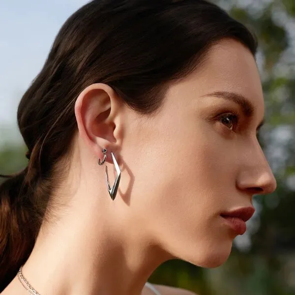 Sterling Silver Geometric Hoop Earrings Image 2 Orin Jewelers Northville, MI