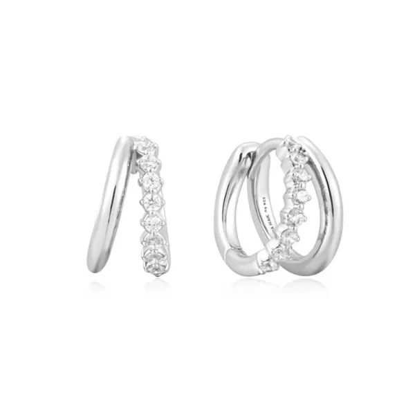 Sterling Silver Double Mixed Huggie Earrings Orin Jewelers Northville, MI