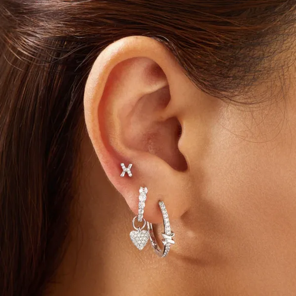 Sterling Silver Cross Cubic Zirconia Stud Earrings Image 2 Orin Jewelers Northville, MI