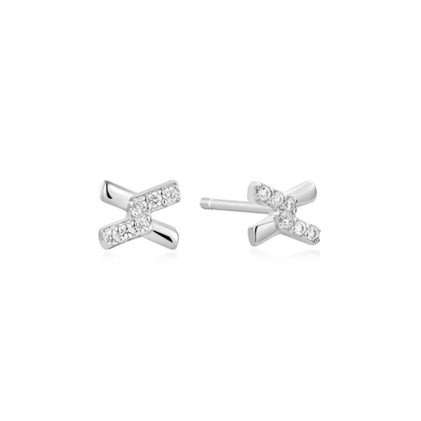 Sterling Silver Cross Cubic Zirconia Stud Earrings Orin Jewelers Northville, MI