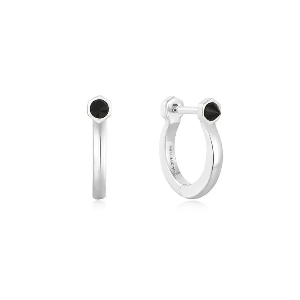 Sterling Silver Black Agate Huggie Hoop Earrings Orin Jewelers Northville, MI