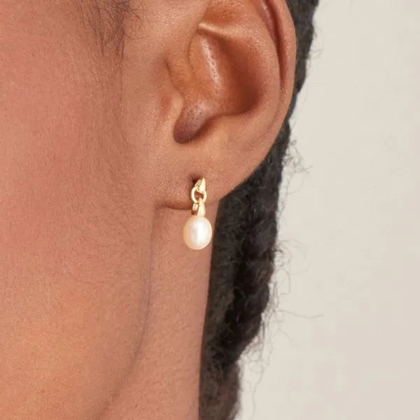 Sterling Silver Gold Plated Pearl Drop Stud Earrings Image 2 Orin Jewelers Northville, MI