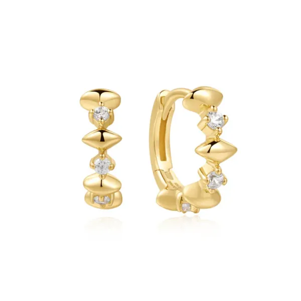 Sterling Silver Gold Plated Sparkle Huggie Earrings Orin Jewelers Northville, MI