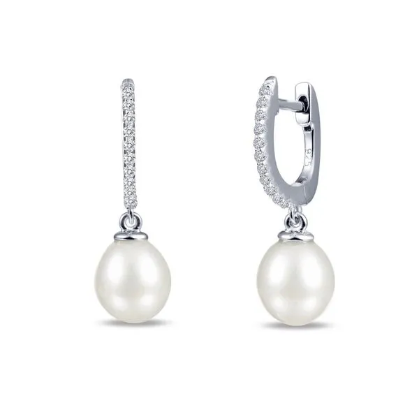 Sterling Silver Freshwater Cultured Pearl Earrings With CZs Orin Jewelers Northville, MI