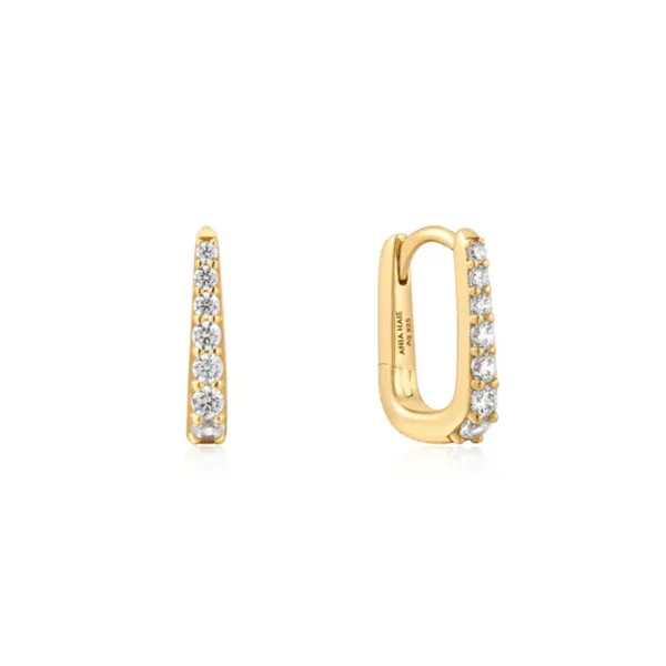 Sterling Silver Gold Plated Oval Pave Huggie Earrings By Ania Haie Orin Jewelers Northville, MI