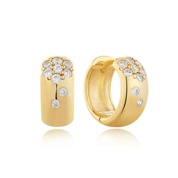 Sterling Silver Gold Plated Sparkle Chubby Huggie Hoop Earrings Orin Jewelers Northville, MI