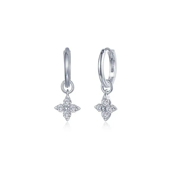 Sterling Silver Huggie Earrings With Flora CZ Drops Orin Jewelers Northville, MI