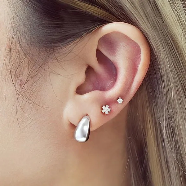 Sterling Silver Small Dome Hoop Earrings Image 2 Orin Jewelers Northville, MI