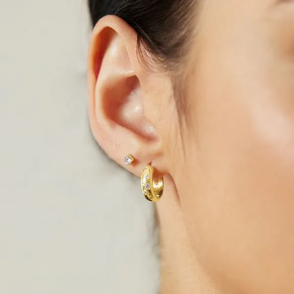 Sterling Silver Gold Plated Huggie Hoop Earrings Image 2 Orin Jewelers Northville, MI