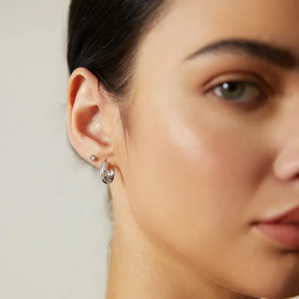 Sterling Silver Huggie Hoop Earrings Image 2 Orin Jewelers Northville, MI