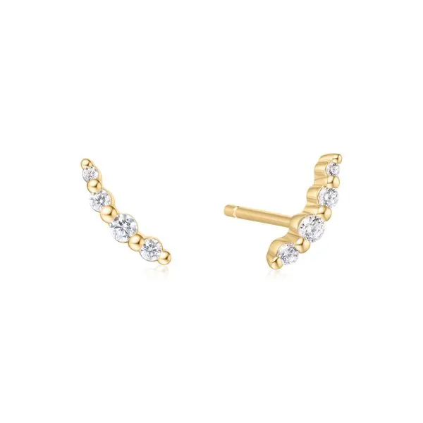 Sterling Silver Gold Plated Bezel Beaded Stone Stud Earrings Orin Jewelers Northville, MI