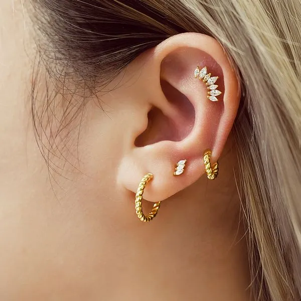 Sterling Silver Gold Plated Huggie Hoop Earrings Image 2 Orin Jewelers Northville, MI
