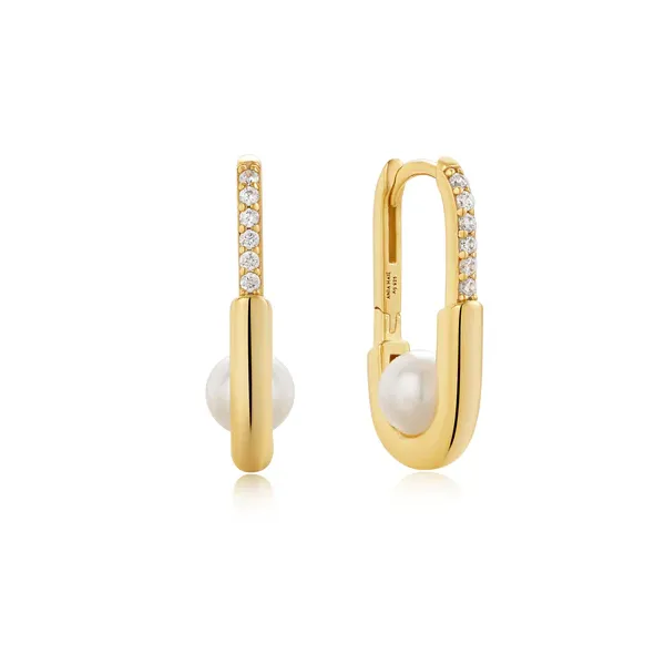 Sterling Silver Gold Plated Interlock Oval Hoop Earrings Orin Jewelers Northville, MI