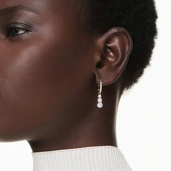 Swarovski Stilla Attract Hoop Earrings, Round Cut, Gold-Tone Plated Image 2 Orin Jewelers Northville, MI