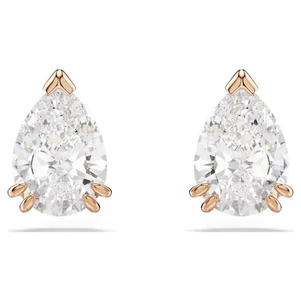 Swarovski Stilla Stud Earrings, Pear Cut, White, Rose Gold-Tone Plated Orin Jewelers Northville, MI