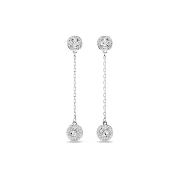 Swarovski Una Angelic Drop Earrings, Round Cut, White, Rhodium Plated Orin Jewelers Northville, MI