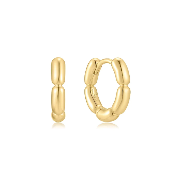 Sterling Silver Gold Plated Segments Puffy Huggie Hoop Earrings By Ania Haie