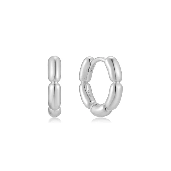 Sterling Silver Segments Puffy Huggie Hoop Earrings By Ania Haie Orin Jewelers Northville, MI