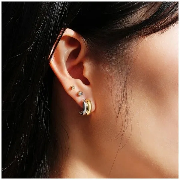 Sterling Silver Gold Plated Duet Mixed Huggie Hoop Earrings By Ania Haie Image 2 Orin Jewelers Northville, MI