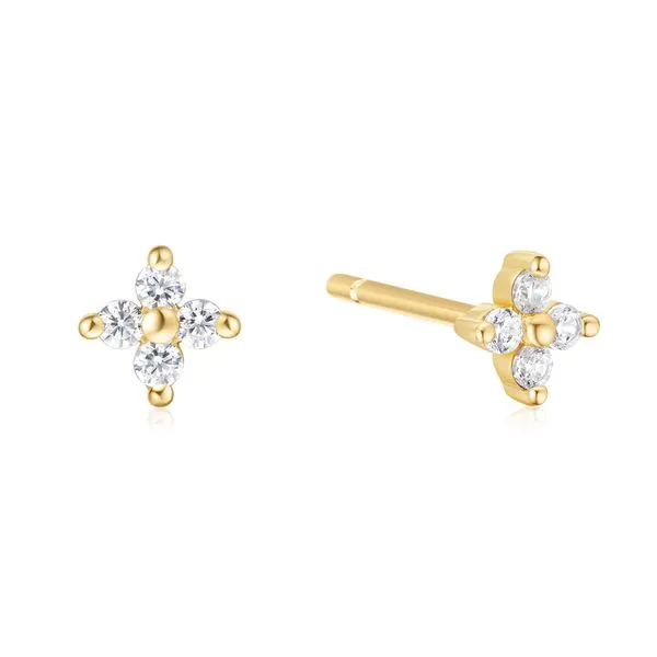 Sterling Silver Gold Plated Four-Petal Stud Earrings Orin Jewelers Northville, MI
