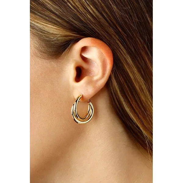 Sterling Silver Gold Vermeil Medium Double Tube Earrings Image 2 Orin Jewelers Northville, MI