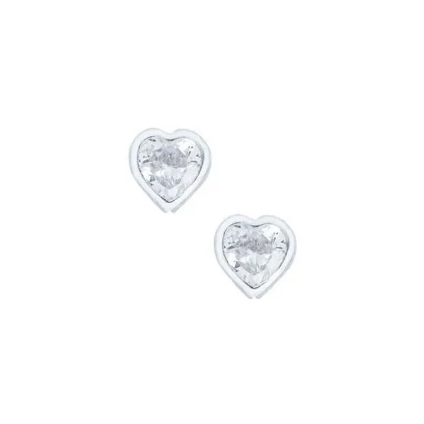 Sterling Silver Heart CZ Earrings With Safety Backs Orin Jewelers Northville, MI
