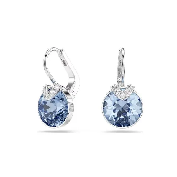 Swarovski Bella V Drop Earrings, Round Cut, Blue, Rhodium Plated Orin Jewelers Northville, MI