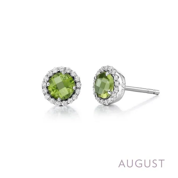 Sterling Silver Genuine Peridot  & CZ Earrings Orin Jewelers Northville, MI