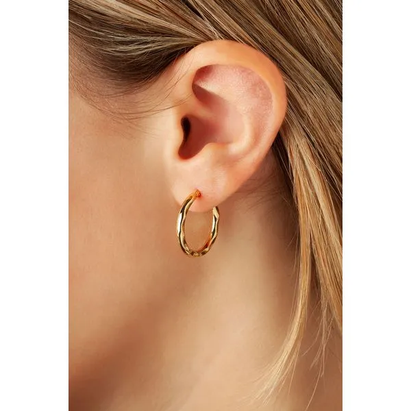 Sterling Silver Gold Vermeil Embossed Hoop Earrings Image 2 Orin Jewelers Northville, MI