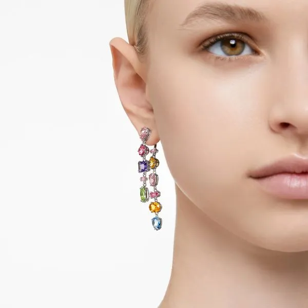 Swarovski Gema Drop Earrings - Asymmetrical Design Image 2 Orin Jewelers Northville, MI