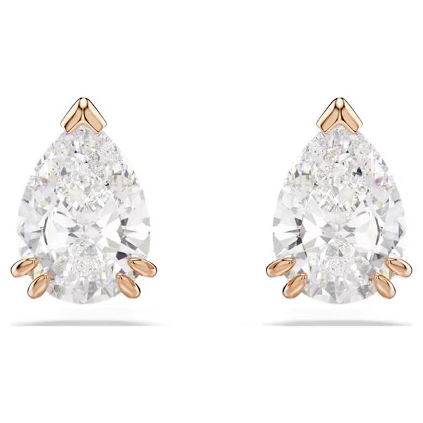 Swarovski Stilla Stud Earrings, Pear Cut, White, Rose Gold-Tone Plated Orin Jewelers Northville, MI