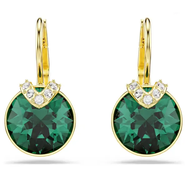Swarovski Bella V Drop Earrings - Round Cut, Green, Gold-Tone Plated Orin Jewelers Northville, MI