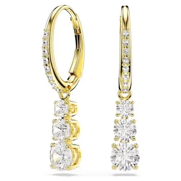 Swarovski Stilla Attract Hoop Earrings, Round Cut, Gold-Tone Plated Orin Jewelers Northville, MI