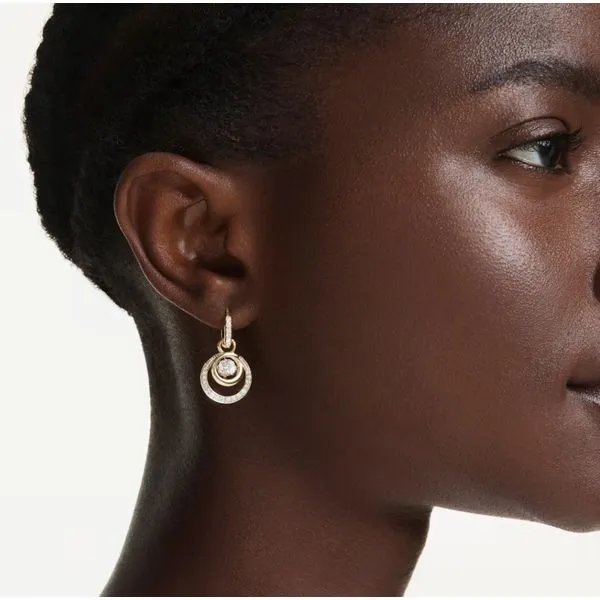 Swarovski Hyperbola Drop Earrings - Round Cut, White, Gold-Tone Plated Image 3 Orin Jewelers Northville, MI
