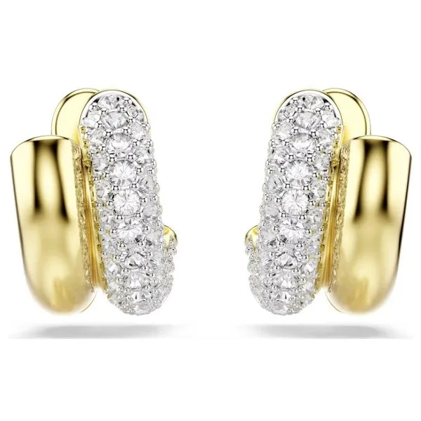 Swarovski Dextera Hoop Earrings - Round Cut, Mini, White, Gold-Tone Plated Orin Jewelers Northville, MI