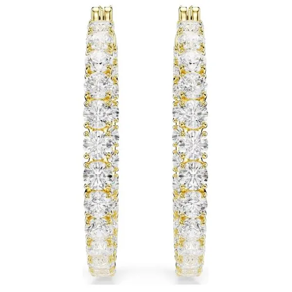 Swarovski Matrix Hoop Earrings - Round Cut, White, Gold-Tone Plated Orin Jewelers Northville, MI