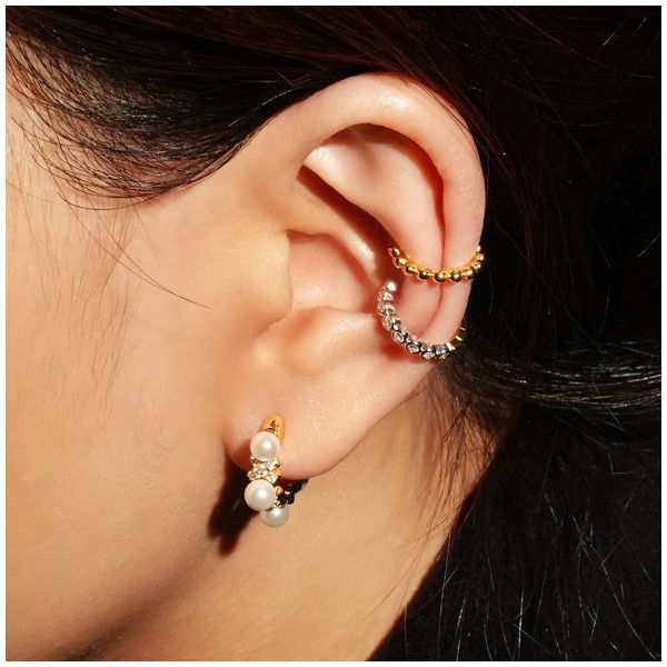 Sterling Silver Gold Plated Beaded Ear Cuff By Ania Haie Image 2 Orin Jewelers Northville, MI